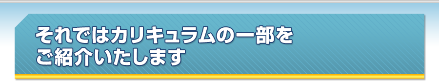 それではカリキュラムの一部をご紹介いたします
