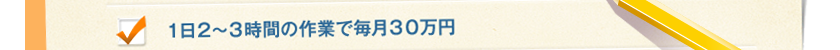 １日２～３時間の作業で毎月３０万円