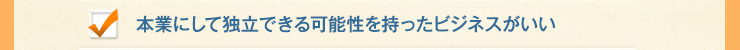 本業にして独立できる可能性を持ったビジネスがいい