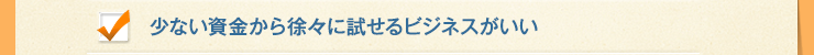少ない資金から徐々に試せるビジネスがいい