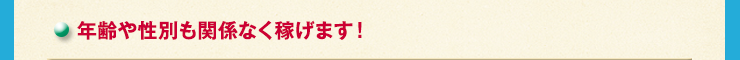 年齢や性別も関係なく稼げます！
