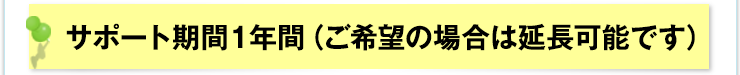 サポート期間1年間（ご希望の場合は延長可能です）