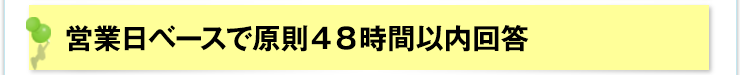 営業日ベースで原則48時間以内回答